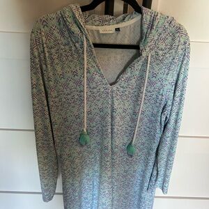 Cabana life hooded swim coverup  green purple